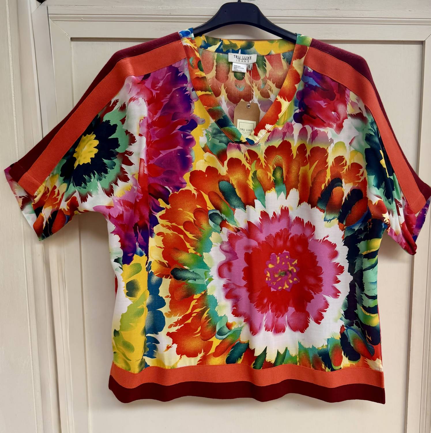Tru Luxe - Tie Dye Top With Rib Trim
