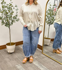 Risen - Women's Plus Size Slouchy Barrel Ankle Cuffed Jeans