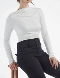 Red Haute - Ruched Mock Neck Top