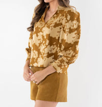 Emily McCarthy Hampton Jacquard Top in hide organza novelty - women's blouse - detail view