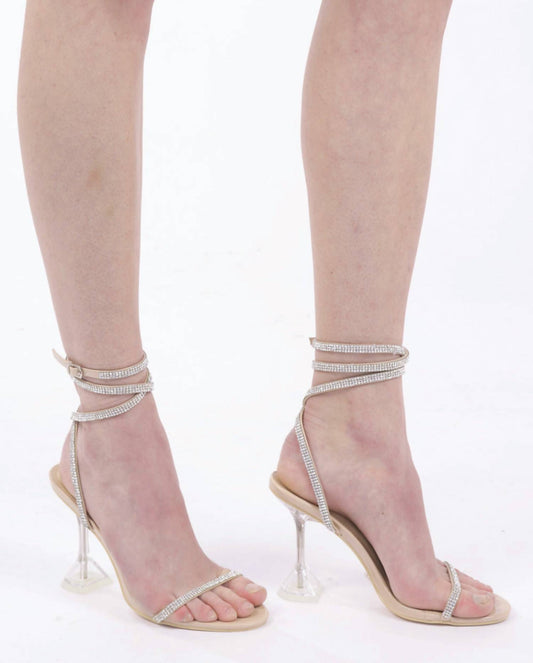 Cape Robbin - Women's Daddy Catchers Lucite Rhinestone Strappy Sandal Heels