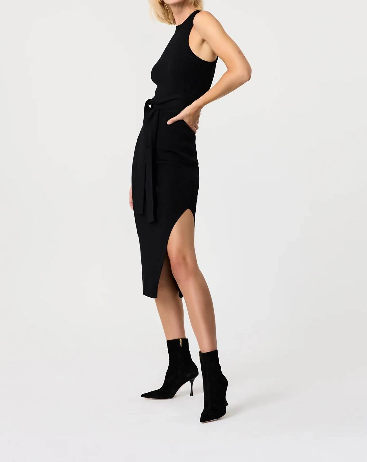 Toccin - Piper Sleeveless Racer Tie-front Midi Dress
