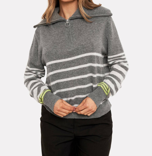 Brodie Cashmere - Sabrina Stripe Zip Polo