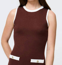 FRENCH CONNECTION Ruthie Knit Mini Dress in chocolate white - women's dress - view 4