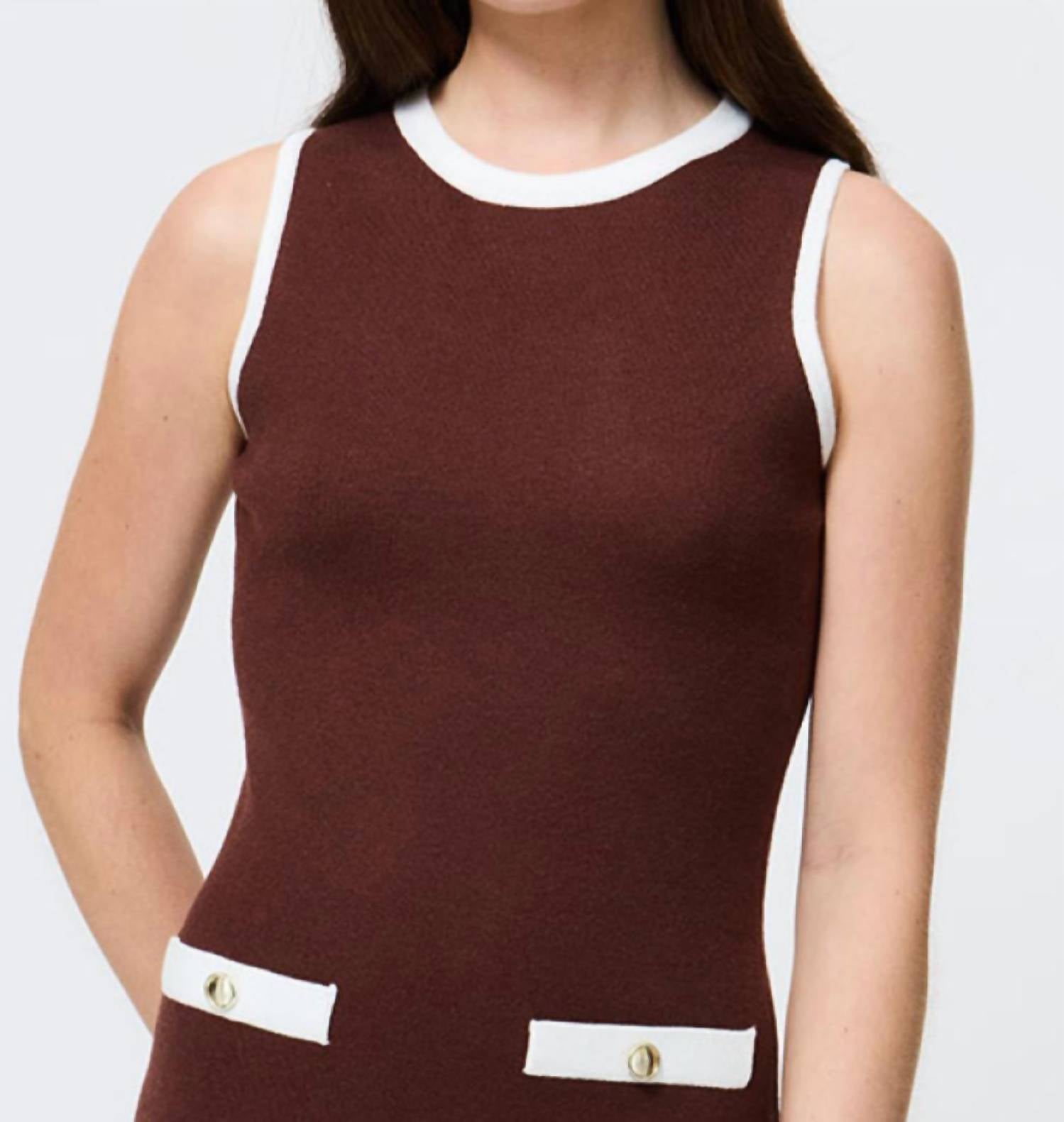 FRENCH CONNECTION Ruthie Knit Mini Dress in chocolate white - women's dress - view 4