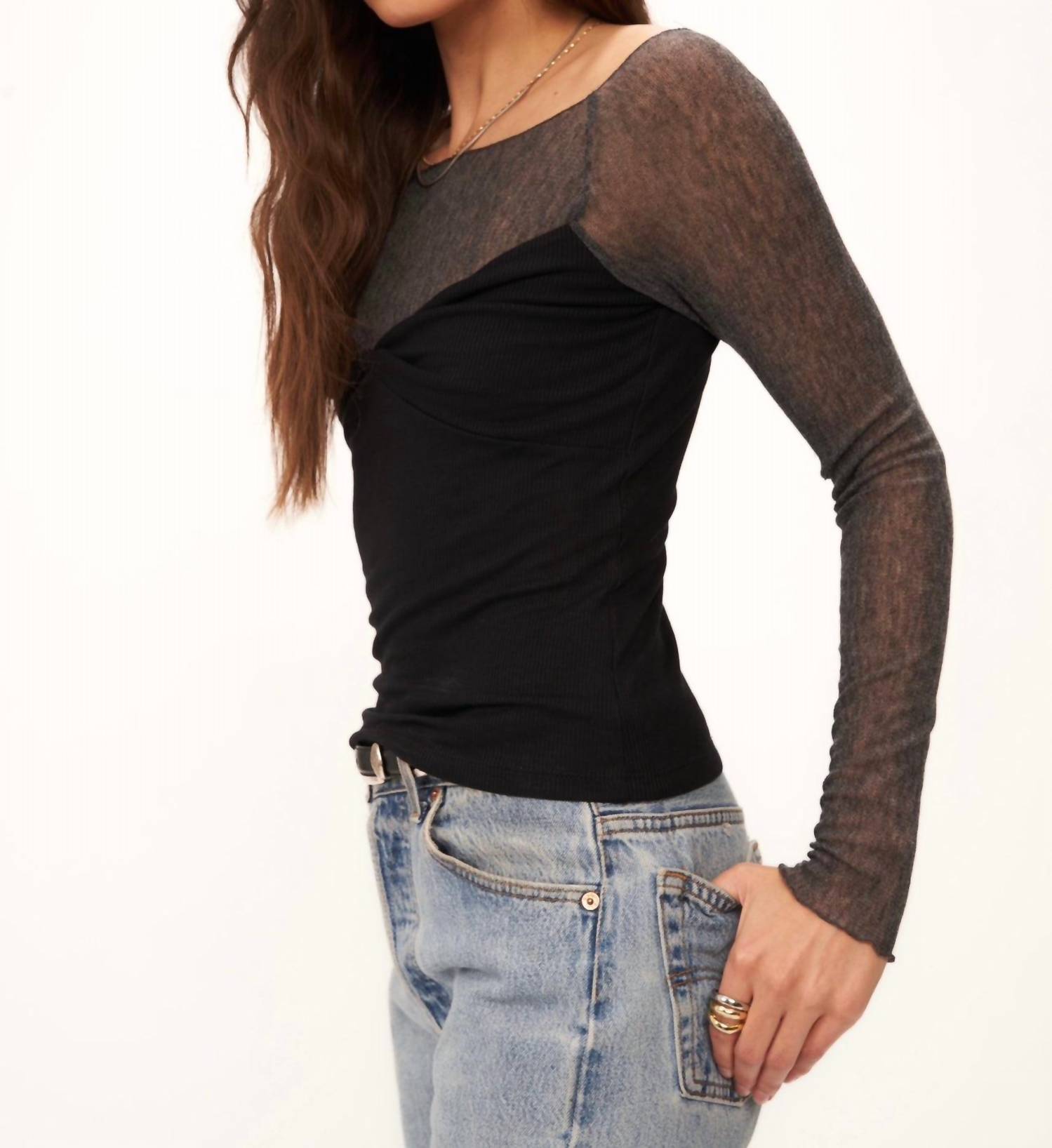 Project Social T - Plot Twist Rib Mixed Long Sleeve Top