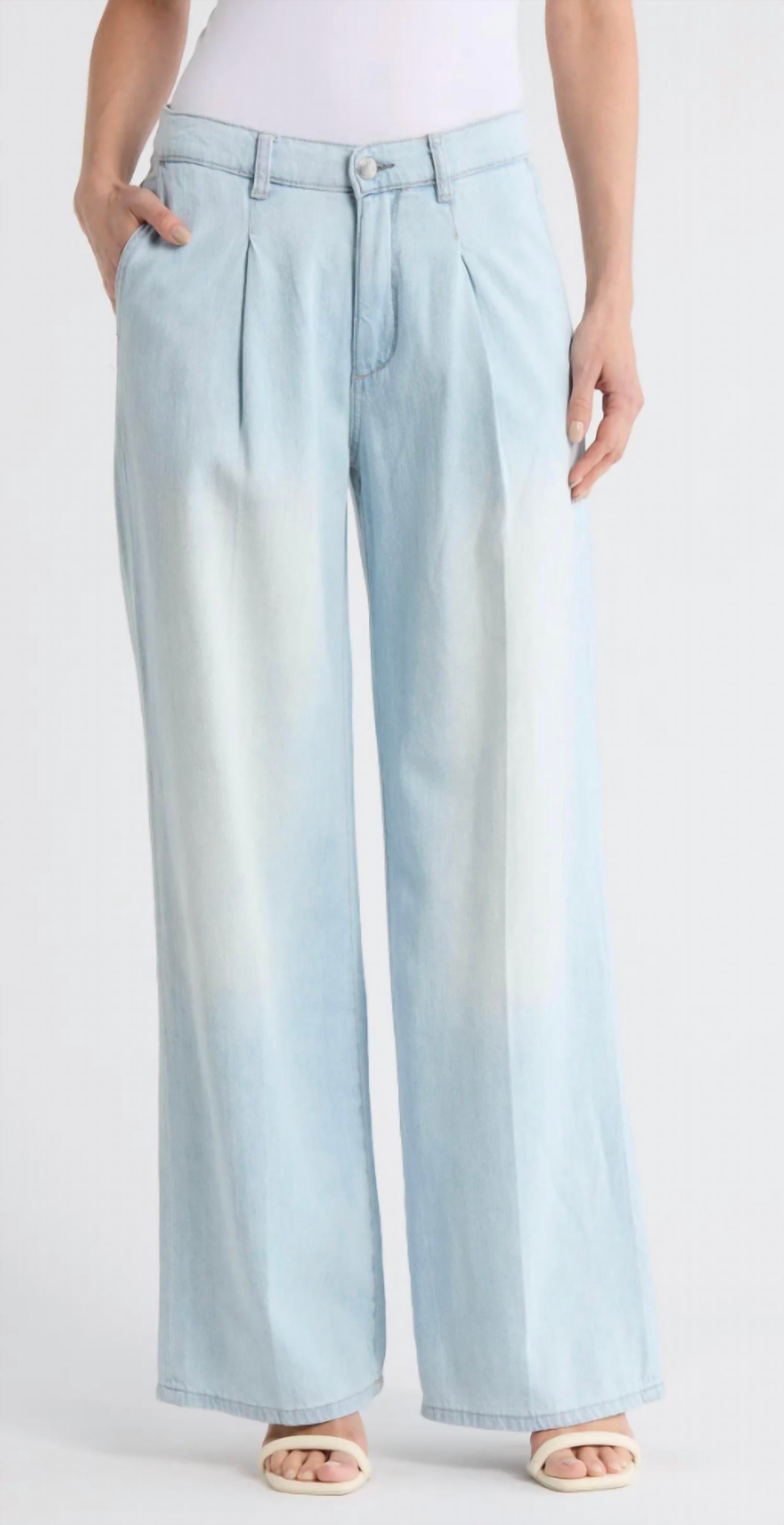 DL1961 - Women's Isabel Pleated Mid Rise Wide Leg Jeans in poolside - women's jeans