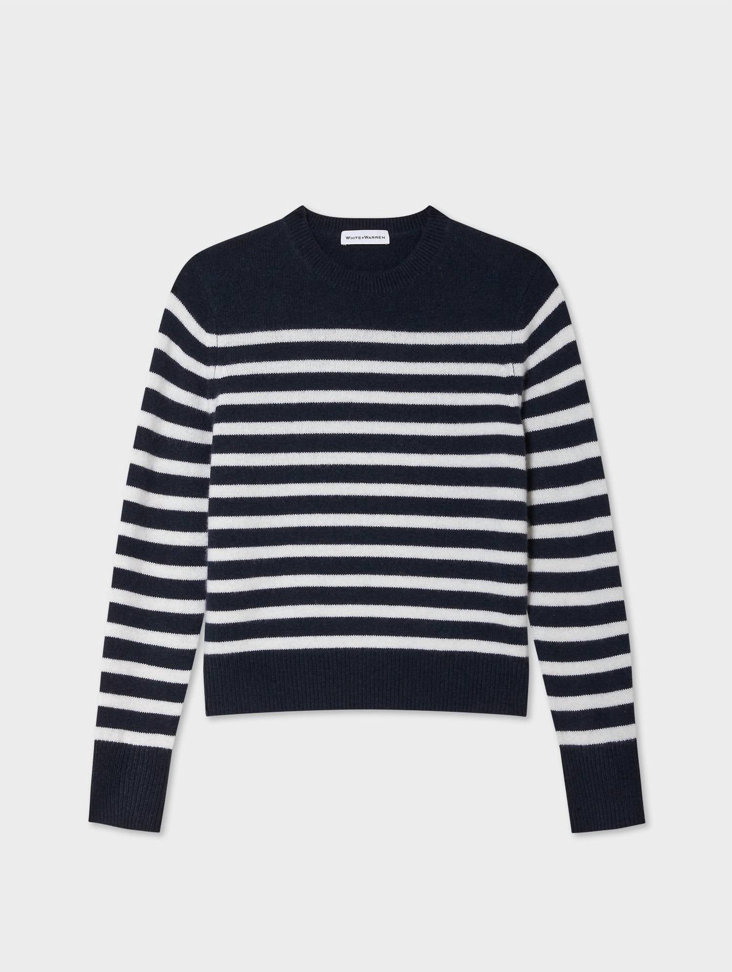 White + Warren - Cashmere Striped Crewneck Sweater
