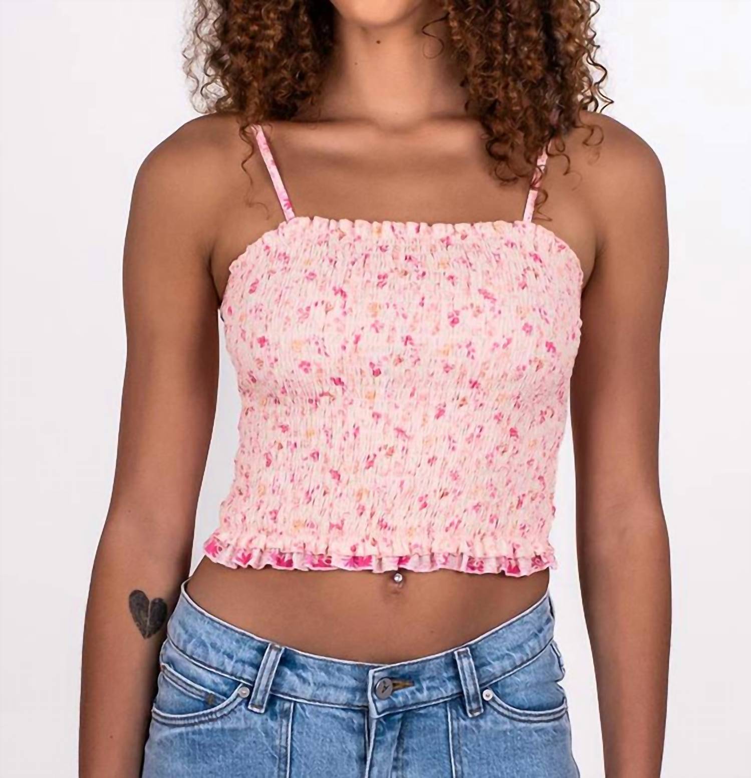 Flowers By Zoe - Floral Smocked Tie Back Top
