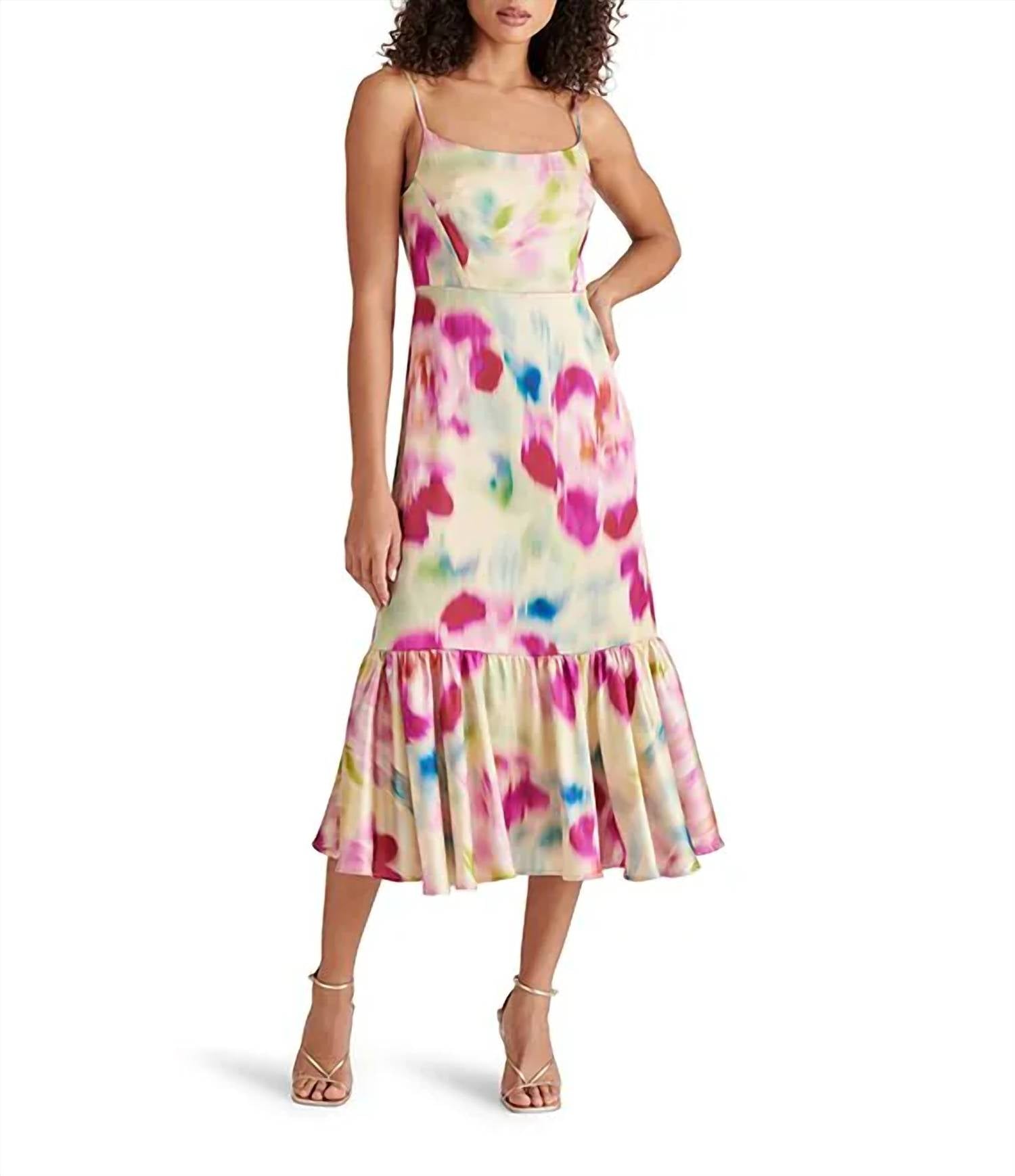 STEVE MADDEN Danni Woven Floral Dress in yellow iris - women's dress