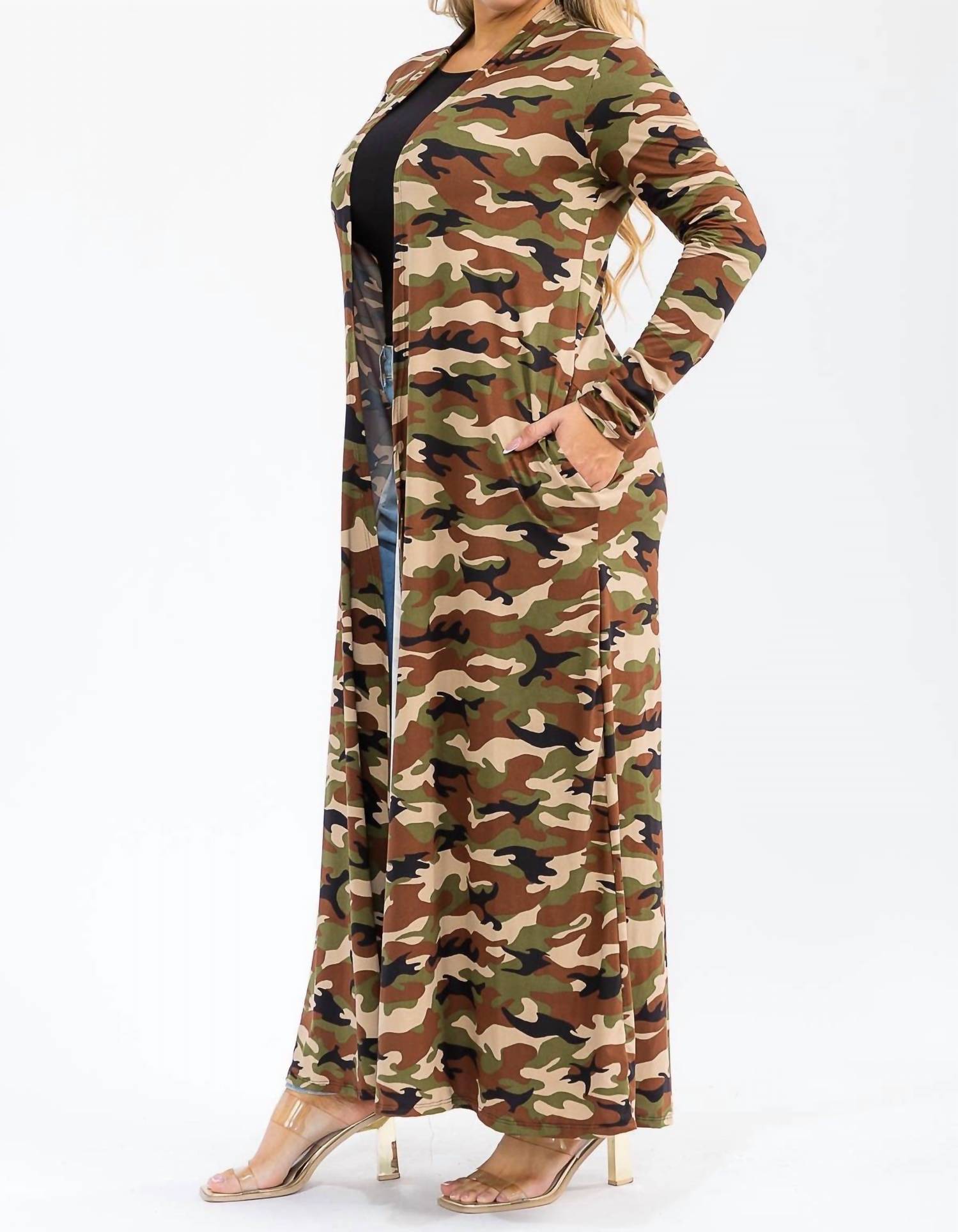 Karen T Design - Long Sleeve Maxi Length Open Front Cardigan
