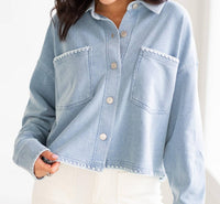 Z Supply - Day Knit Denim Crop Whipstitch Jacket