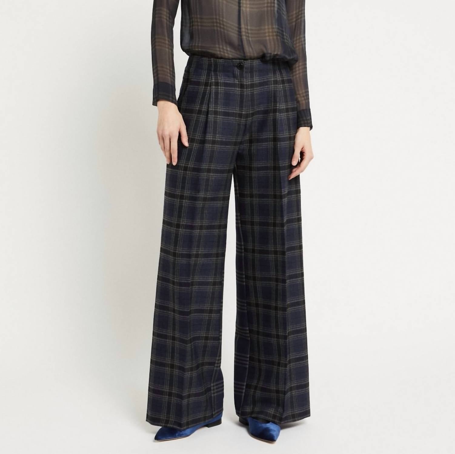 Ottod'Ame - Palazzo Pants With Patchwork Check