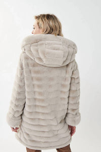 Joseph Ribkoff - REVERSIBLE FAUX FUR HOODED COAT