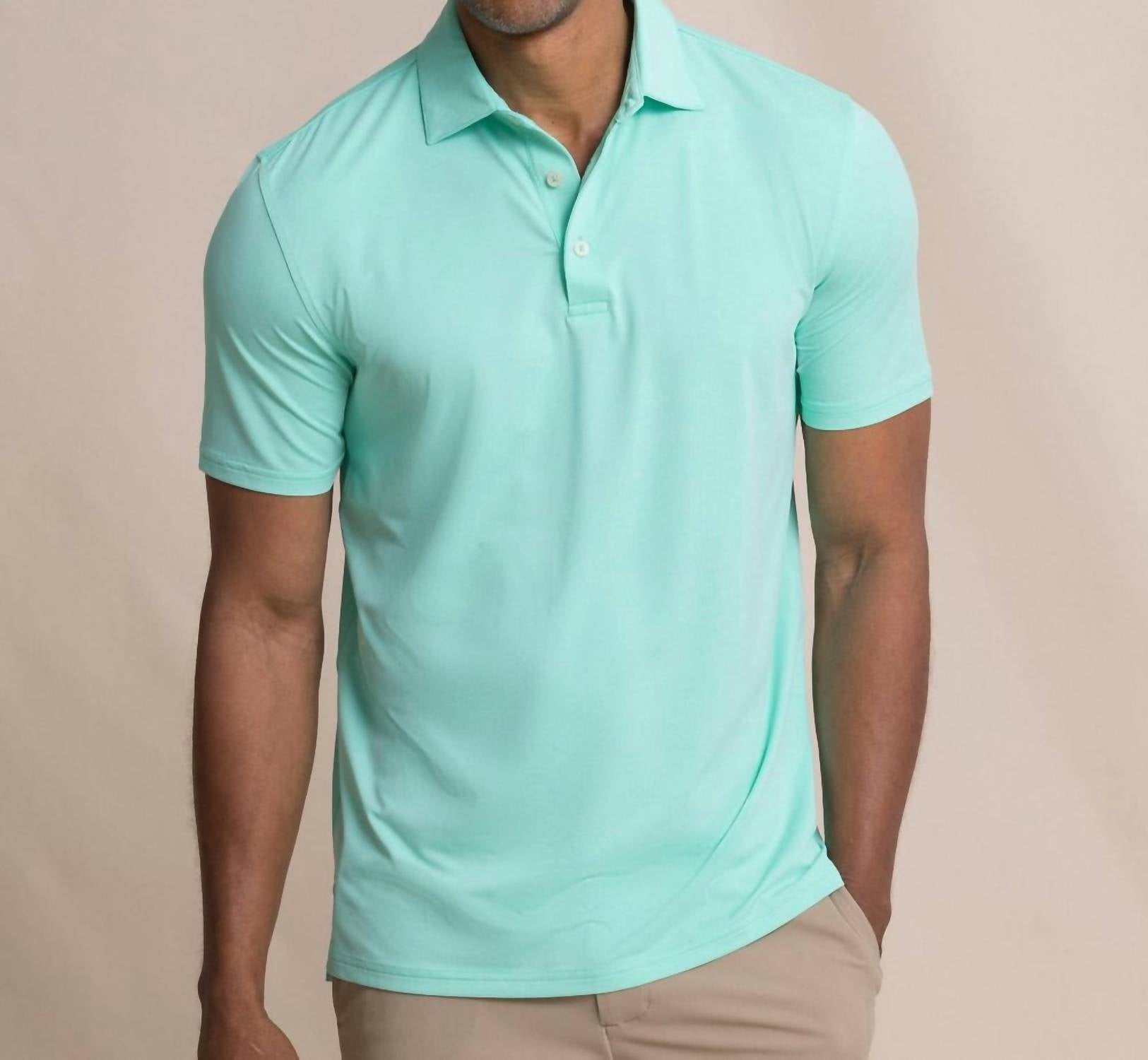 SOUTHERN TIDE Coastal Breeze Performance Polo in heather jade green - men's shirt