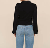 Bella Dahl Collared V Neck Top in black 1 - women's blouse - alternate view