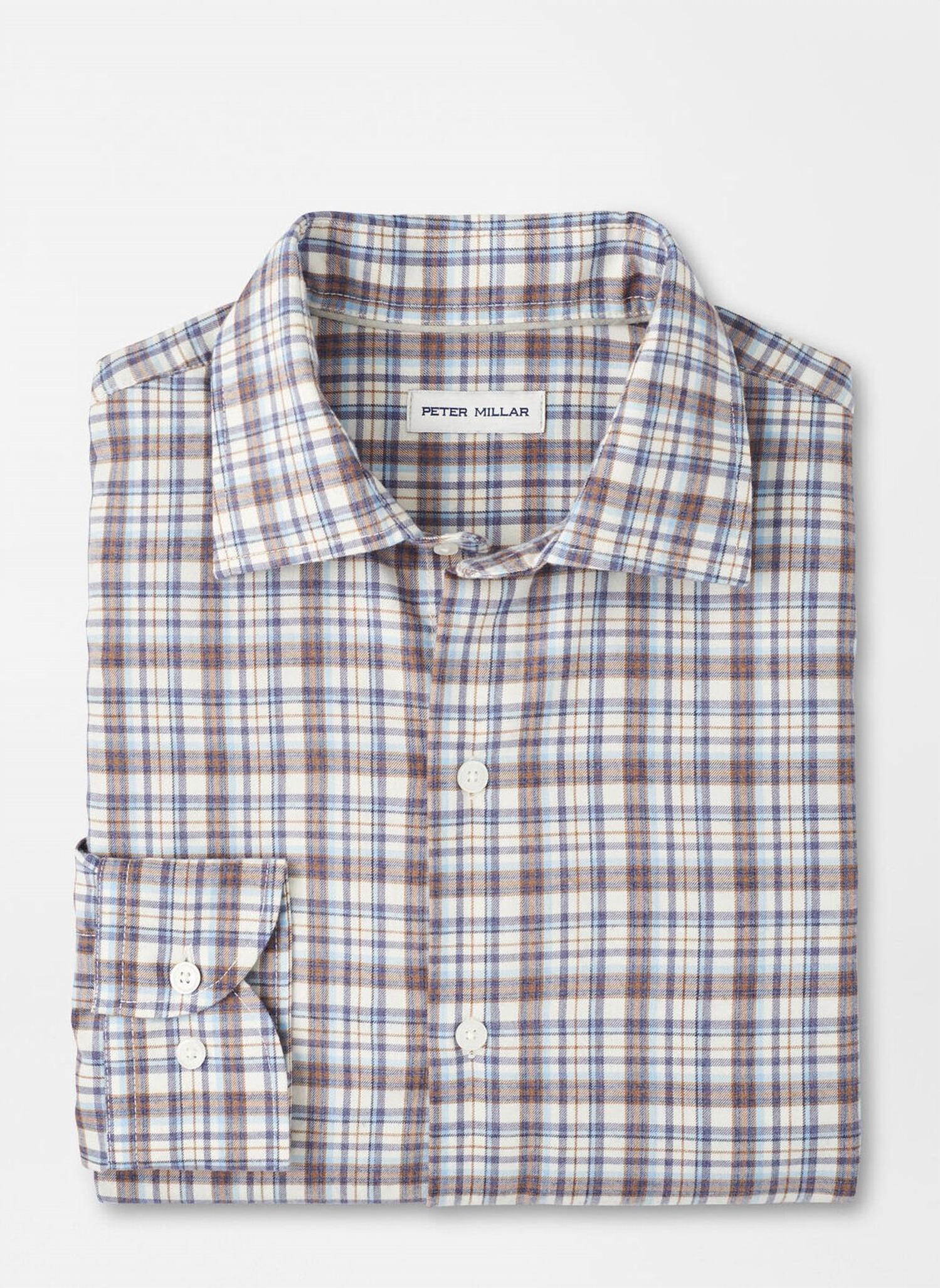PETER MILLAR Waynesville Performance Flannel Shirt in winter ivory - men's shirt - alternate view