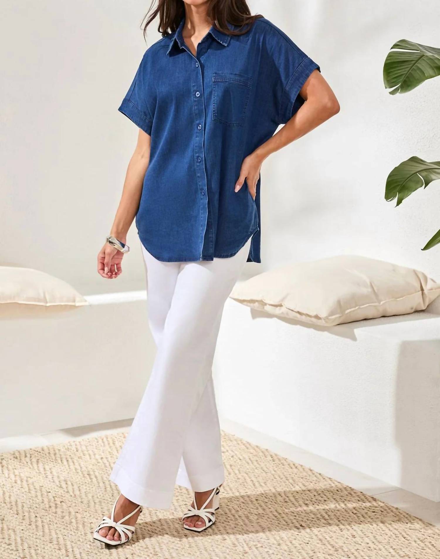 Tribal - Denim Short Sleeve Shirt