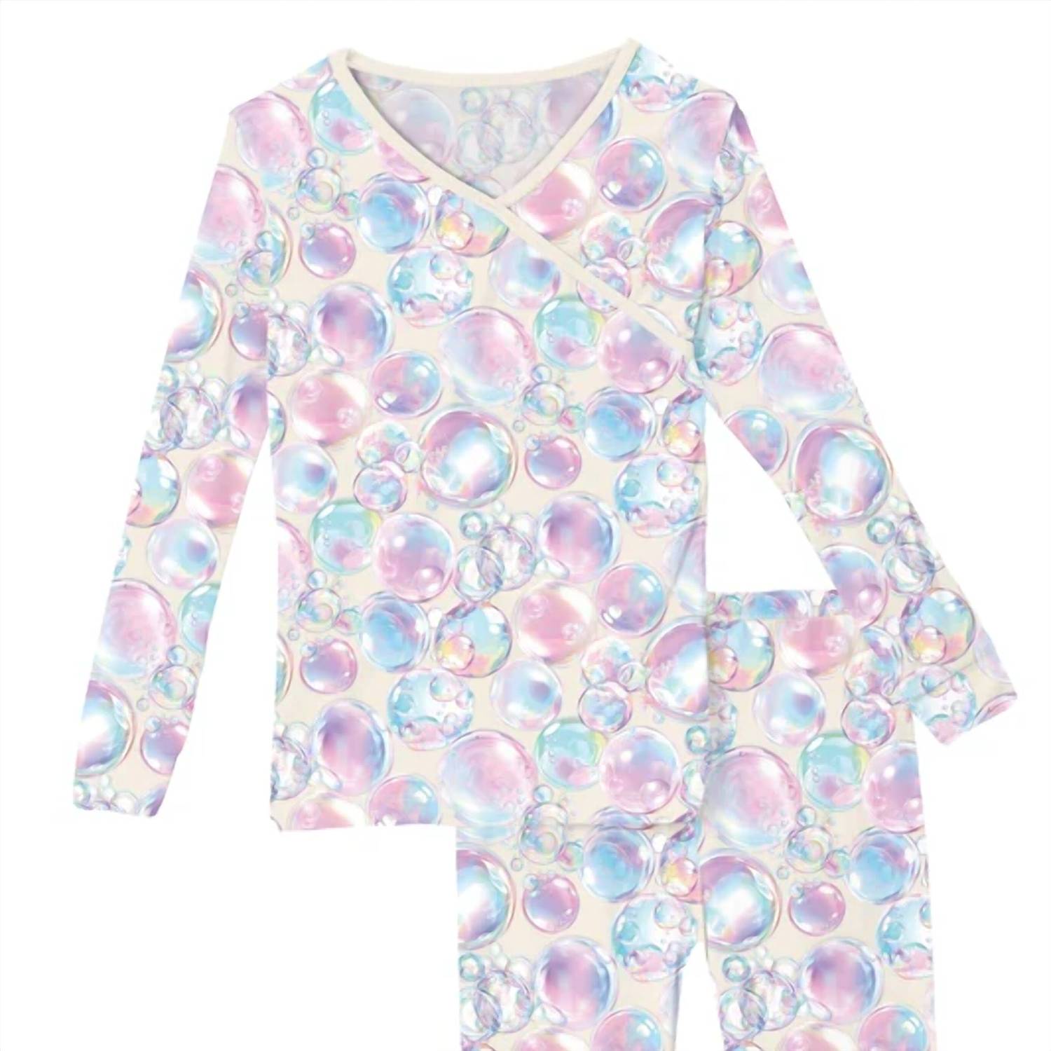 Kickee - Print Long Sleeve Kimono Pajama Set