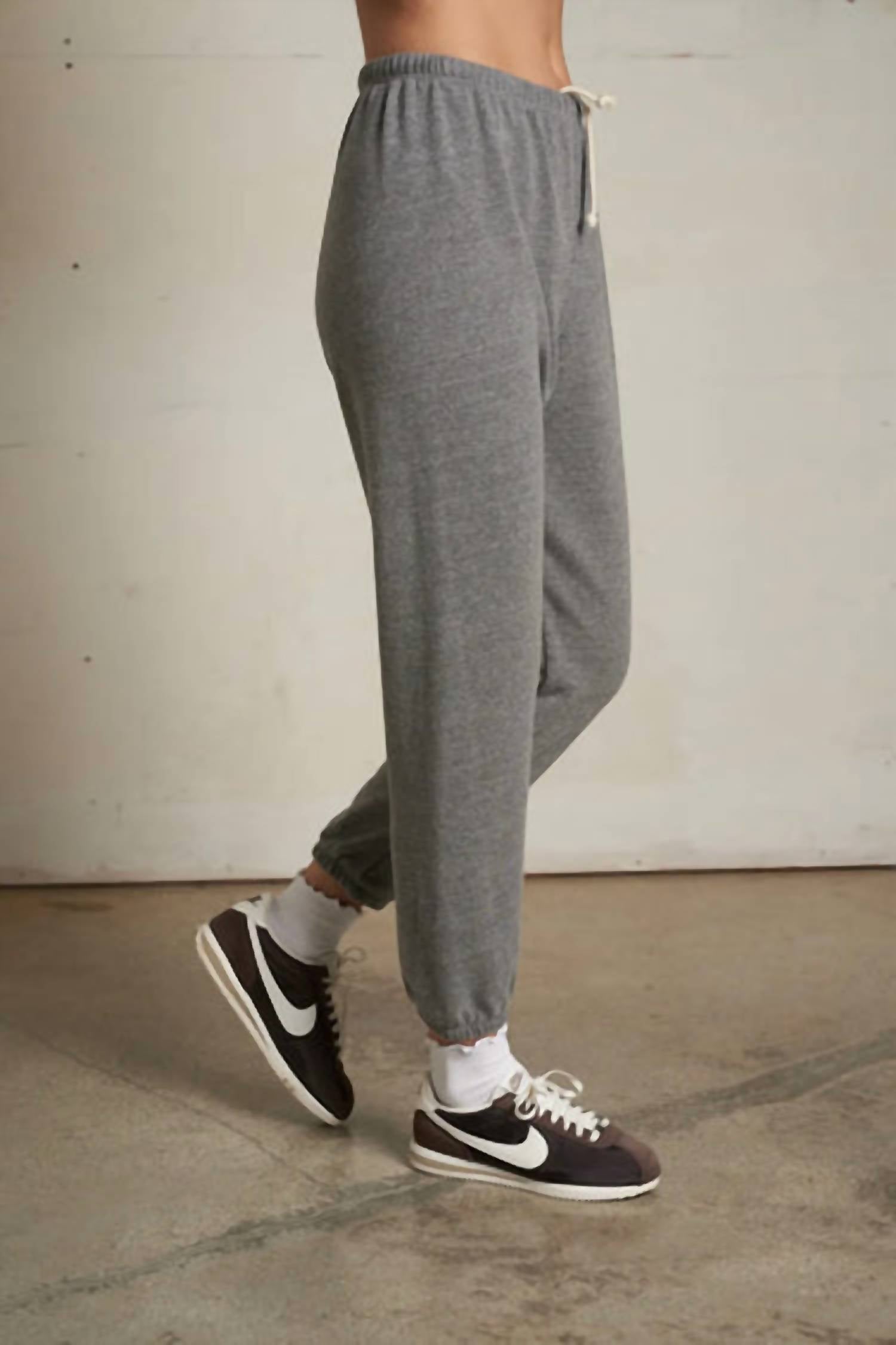 perfectwhitetee Johnny French Terry Easy Sweatpants in dark heather grey - women's pants - alternate view