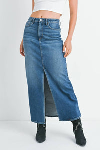 Just Black Denim - Stretch Classic Midi Skirt