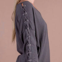Gigi Moda - Lace Up Sweater Top