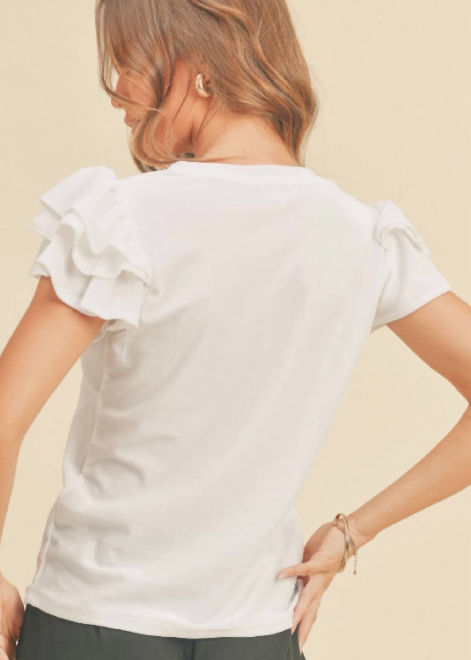 If She Loves - Velvet Flutter Sleeve Tee