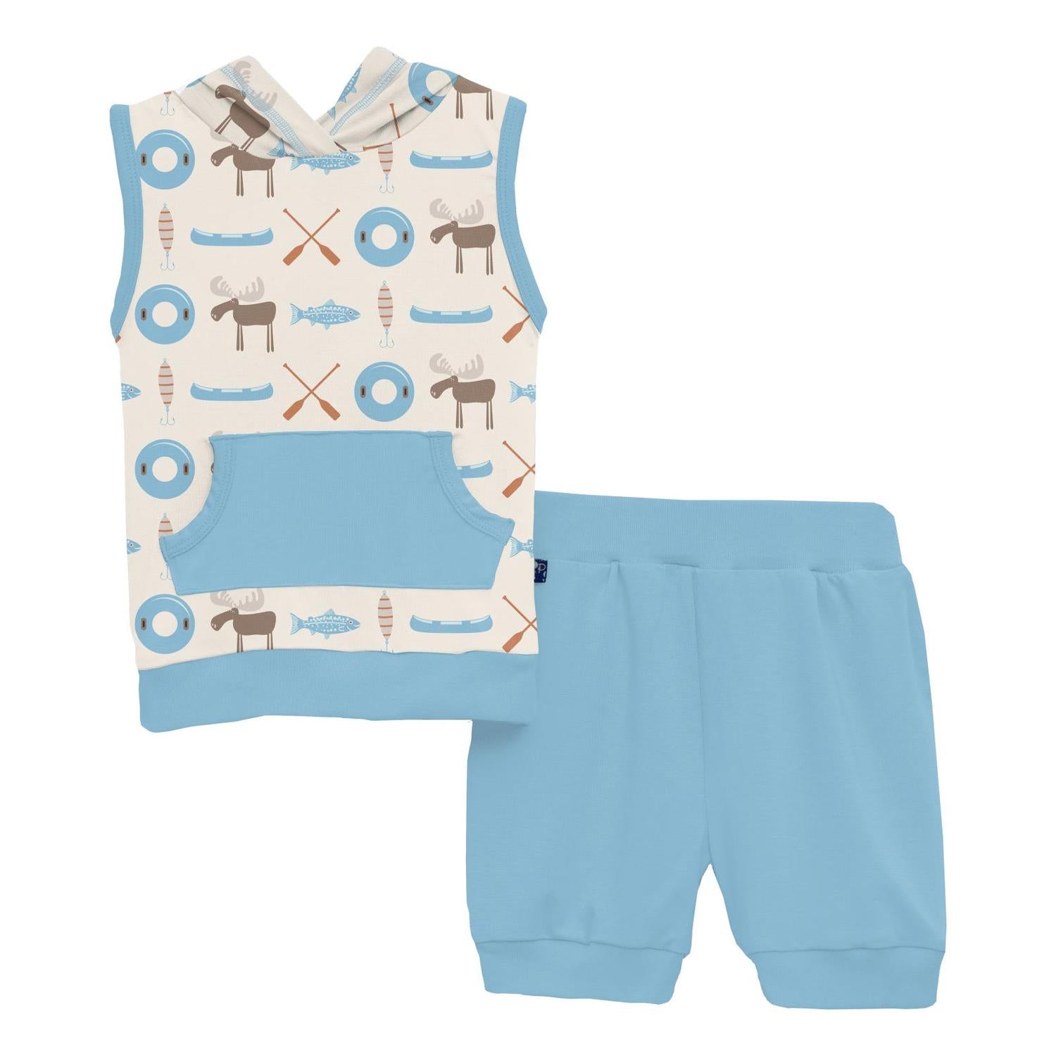 Kickee - Baby's Short Sleeve Hoodie Tank Outfit Set