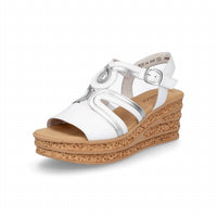 GABOR WOMEN'S NAPPA SATIN WEDGE SANDALS in white - women's shoe