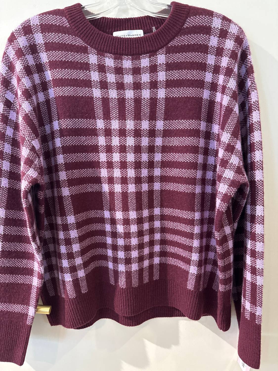White + Warren - Women's Plaid Crewneck Sweater