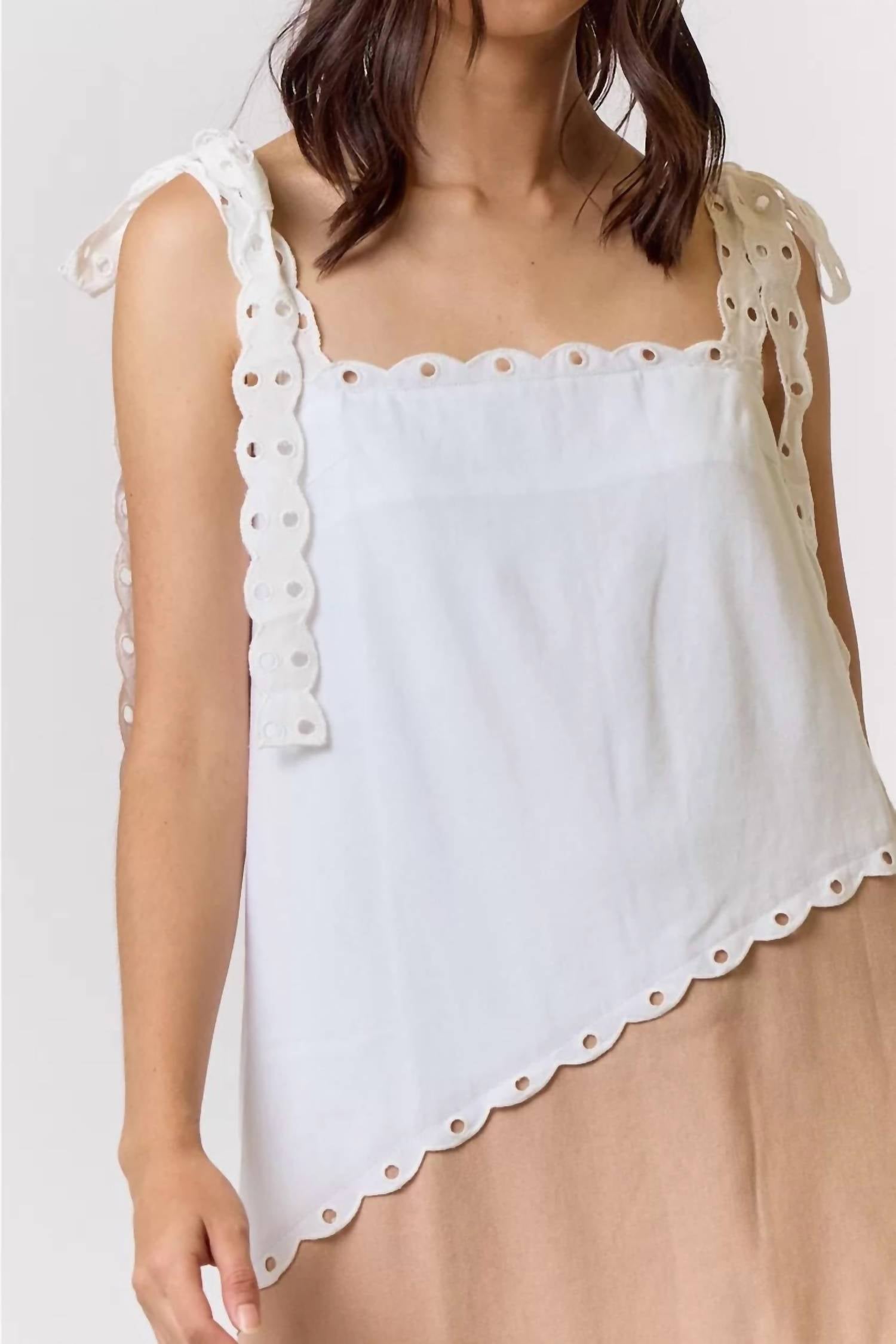 Lalavon - Scalloped Colorblock Midi Dress