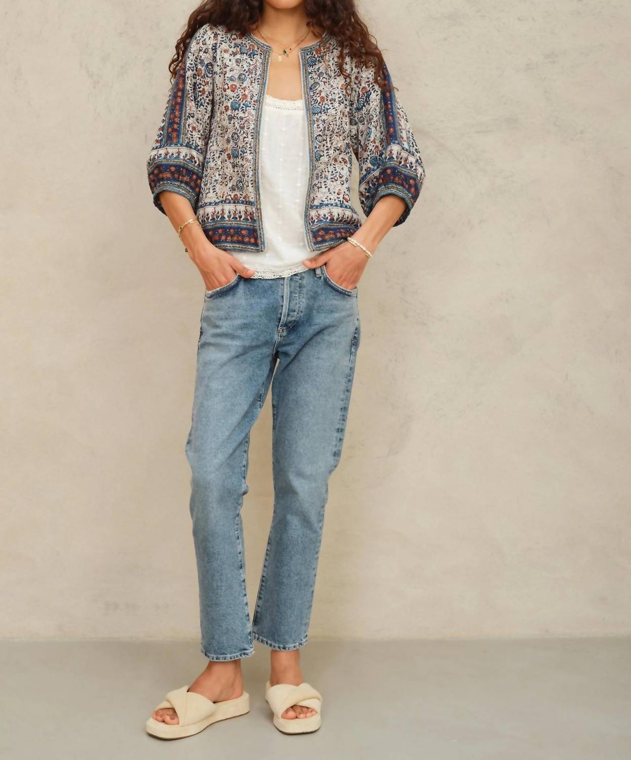 M.A.B.E. - Cass Print Woven Pin-stripe Jacket