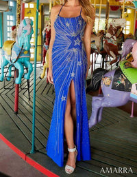AMARRA Star Rhinestone Jersey Gown in royal - women's dress