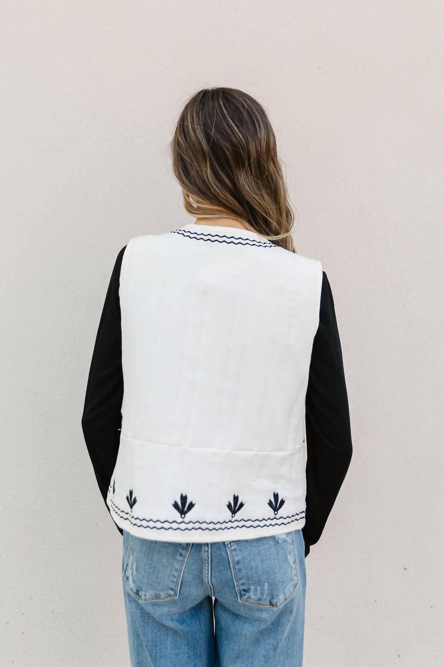 Polagram Laityn Embroidered Vest in cream - women's jacket - view 7