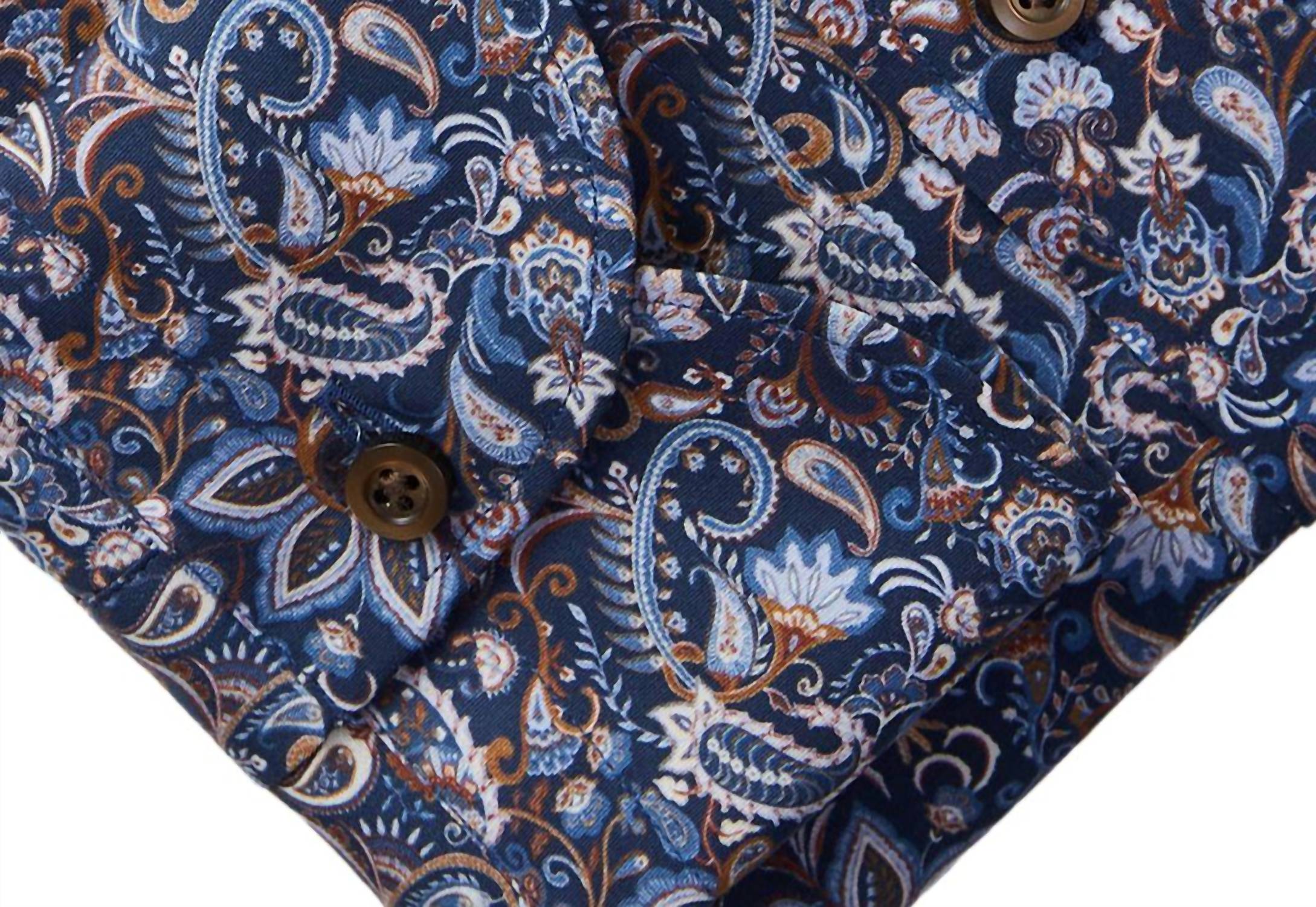 Emanuel Berg Marseille Paisley Print Shirt in dark blue - men's shirt - alternate view