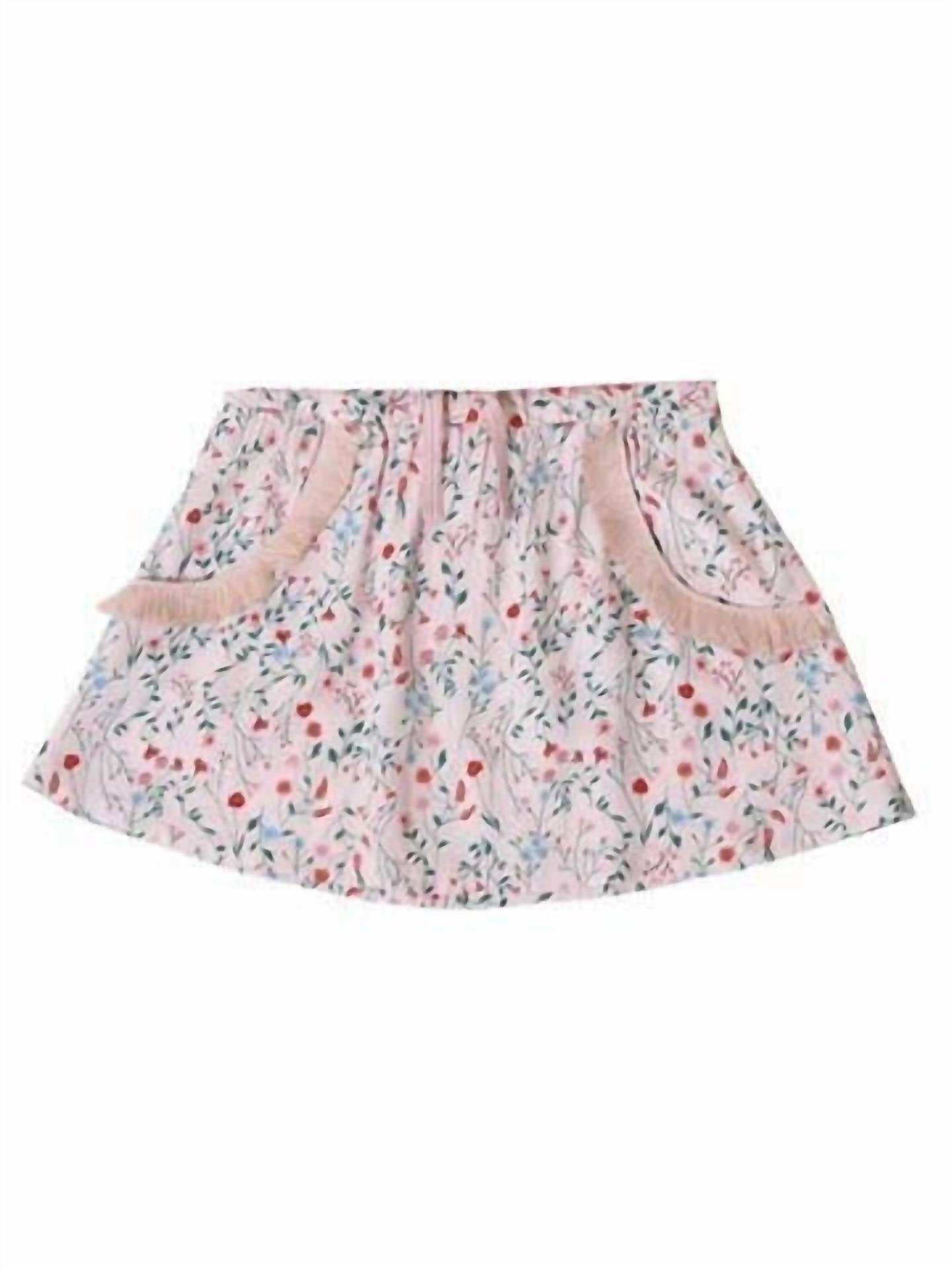 Kinderkind - Girls Floral Fringe Pull On Skirt