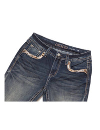 Grace In La - Women's Wash bootcut jeans with embroidered back pockets