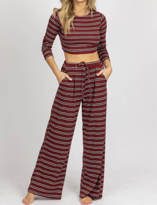 STRIPE RIBBED PANT SET