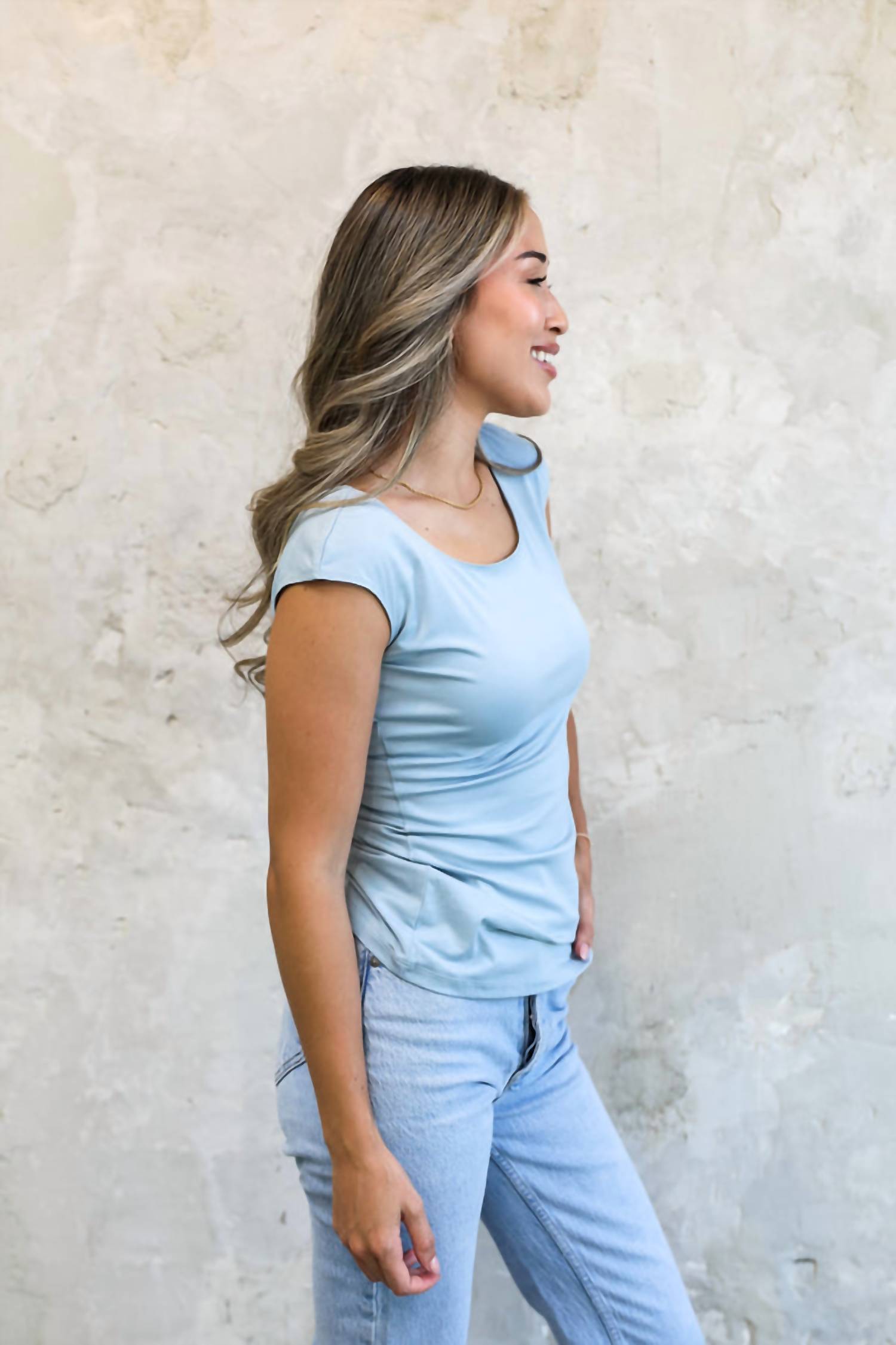 Mikarose - Layering Cap Sleeve Crew Neck Top