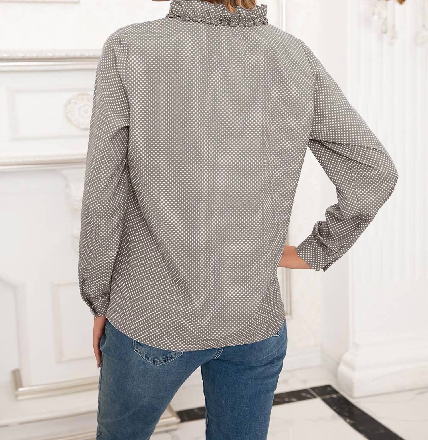 Epretty - Polka Dot Ruffle Blouse