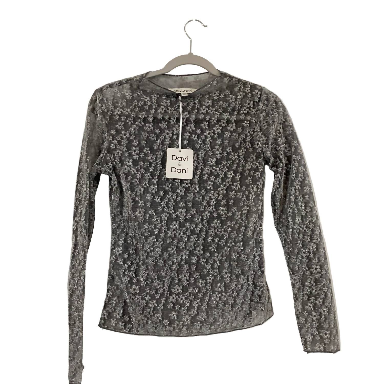 DAVI & DANI Women's Glimmers Top in silver - women's long sleeve top