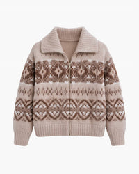 White + Warren - Alpaca Blend Fair Isle Bomber Sweater