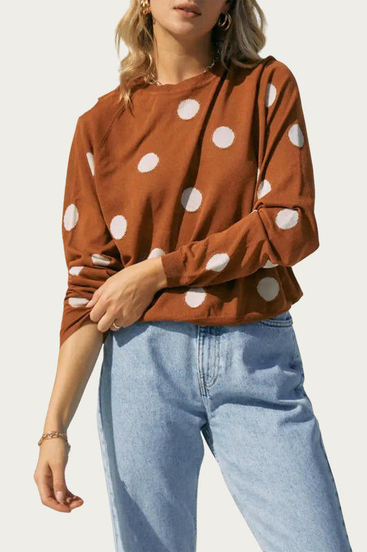 POLKA-DOT INTARSIA KNIT TOP