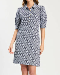 Tyler Boe Alicia Knit Dress in blue white stain glass - women's dress