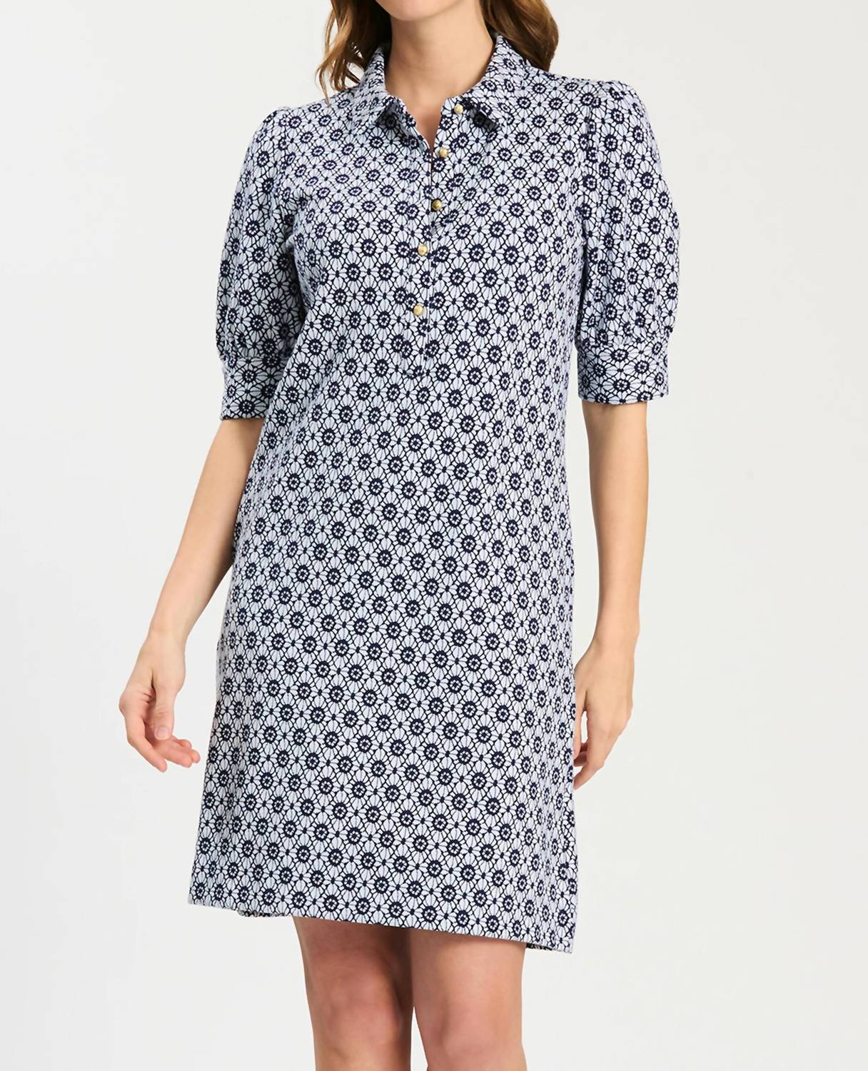 Tyler Boe Alicia Knit Dress in blue white stain glass - women's dress