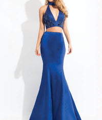 Rachel Allan - Two Piece Long Halter Prom Dress