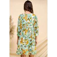 Veveret - Retro Chic Polka Dot Flower Babydoll Dress