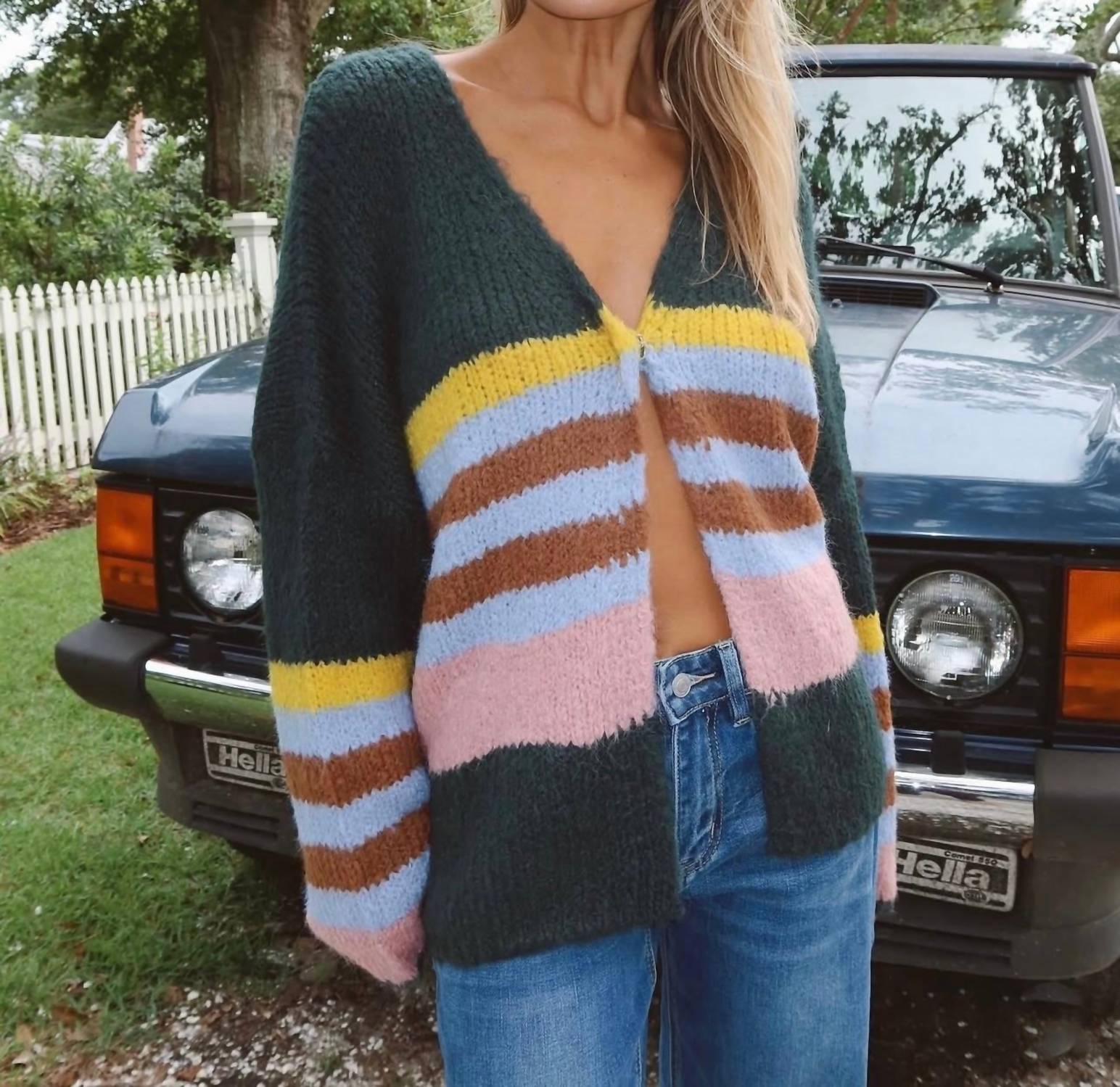Little Secret Of Mine - Wrap Up In Colorblock Long Sleeve Button Closure Cardigan