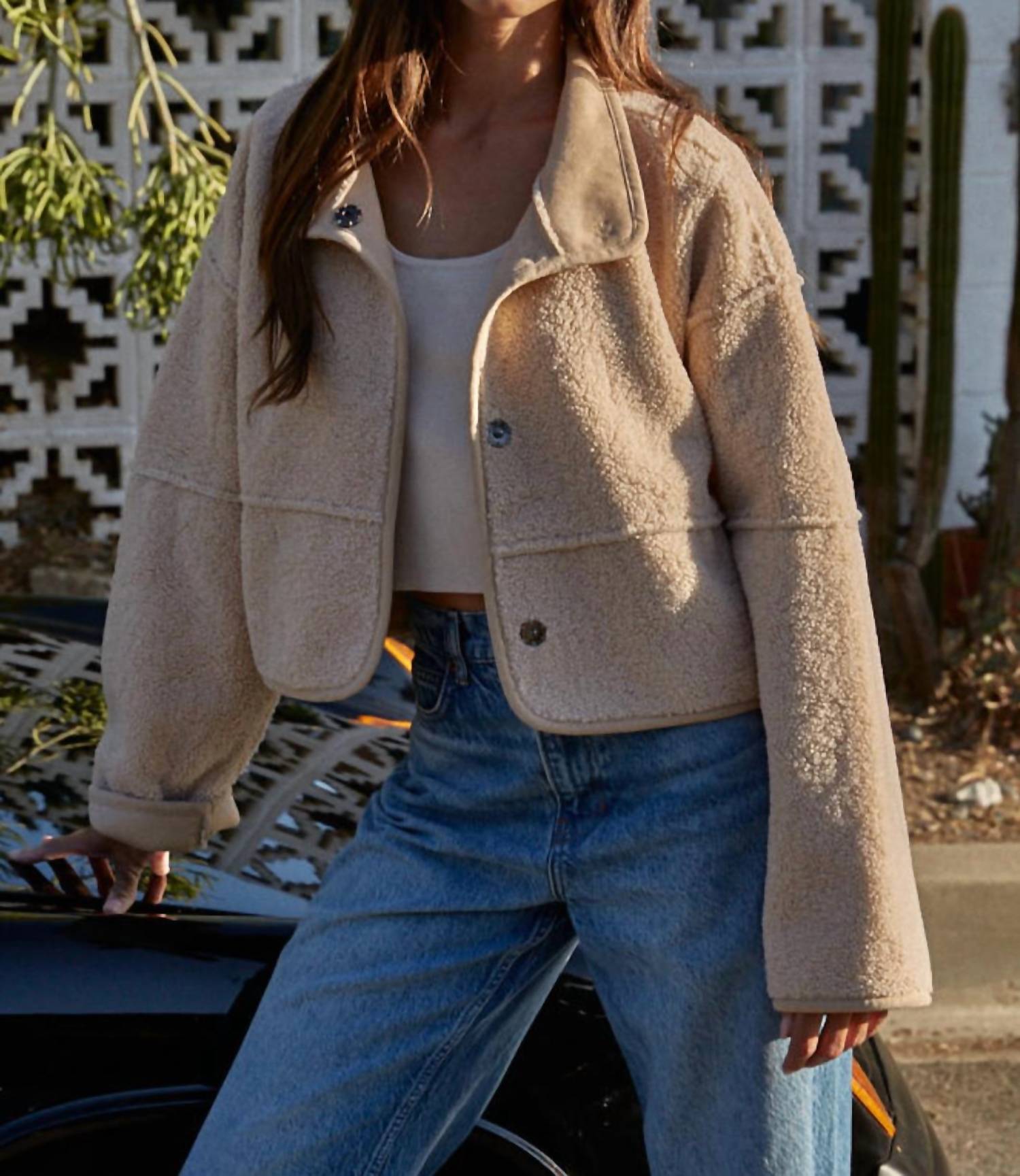 By Together - Women's Bronco Sherpa Cropped Fleece Jacket