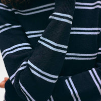 White + Warren - Fine Cotton Boucle Stripe Crewneck Sweatshirt